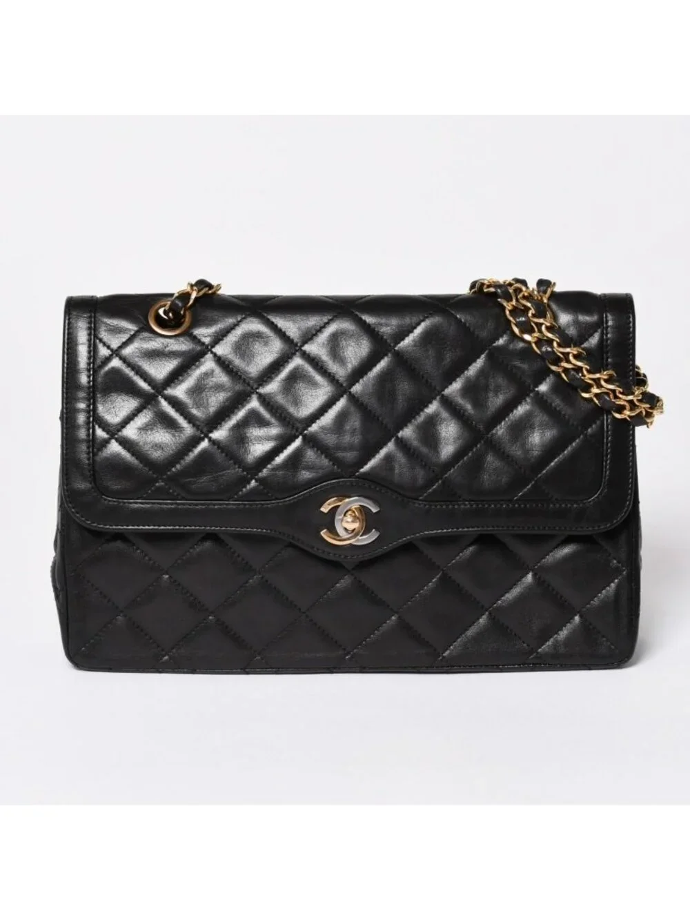 Chanel Quilted Double Flap Chain Shoulder Bag Limited Edition CC Logo Lambskin